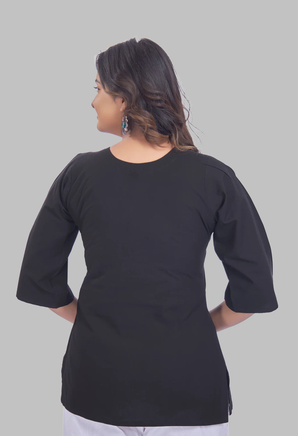 AARI KUTUMBH BLACK SUMMER SHORT KURTA
