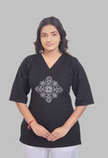 VINTAGE VINE BLACK AARI SUMMER SHORT KURTA