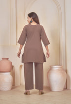 KUTUMBH COFFEE BROWN AARIWORK CO-ORD SET