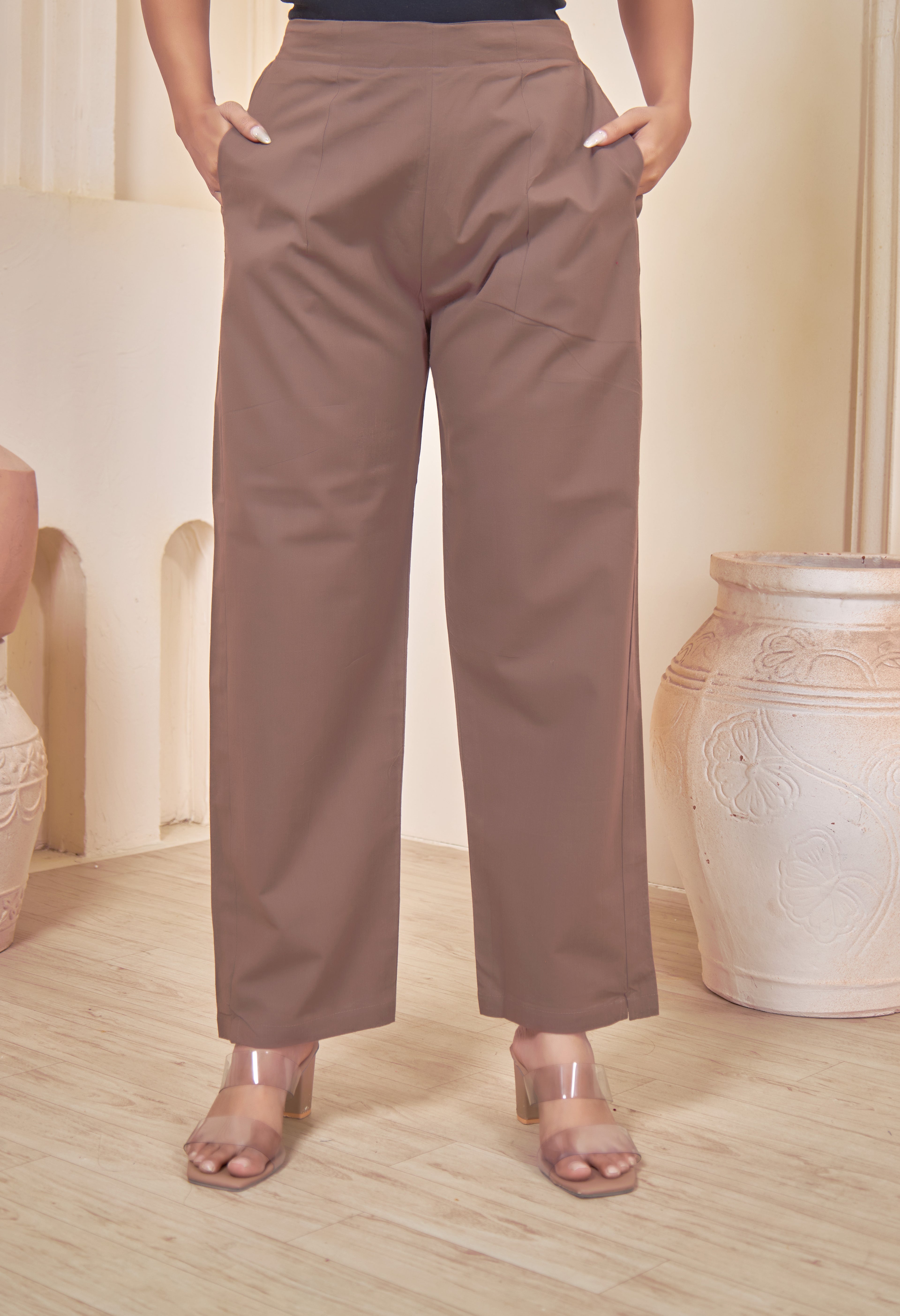 LOTUS BLOOM COFFEE BROWN AARIWORK CO-ORD SET