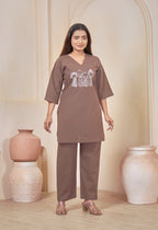 KUTUMBH COFFEE BROWN AARIWORK CO-ORD SET