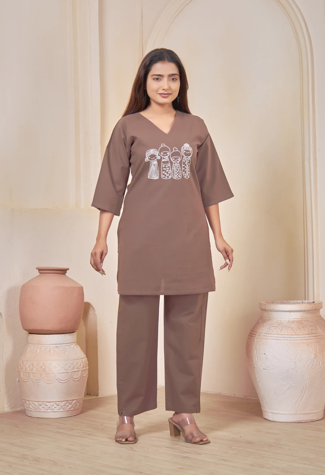 KUTUMBH COFFEE BROWN AARIWORK CO-ORD SET