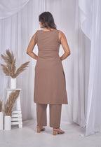 AARI COFFEE BROWN VINTAGE VINE SLEEVELESS SET