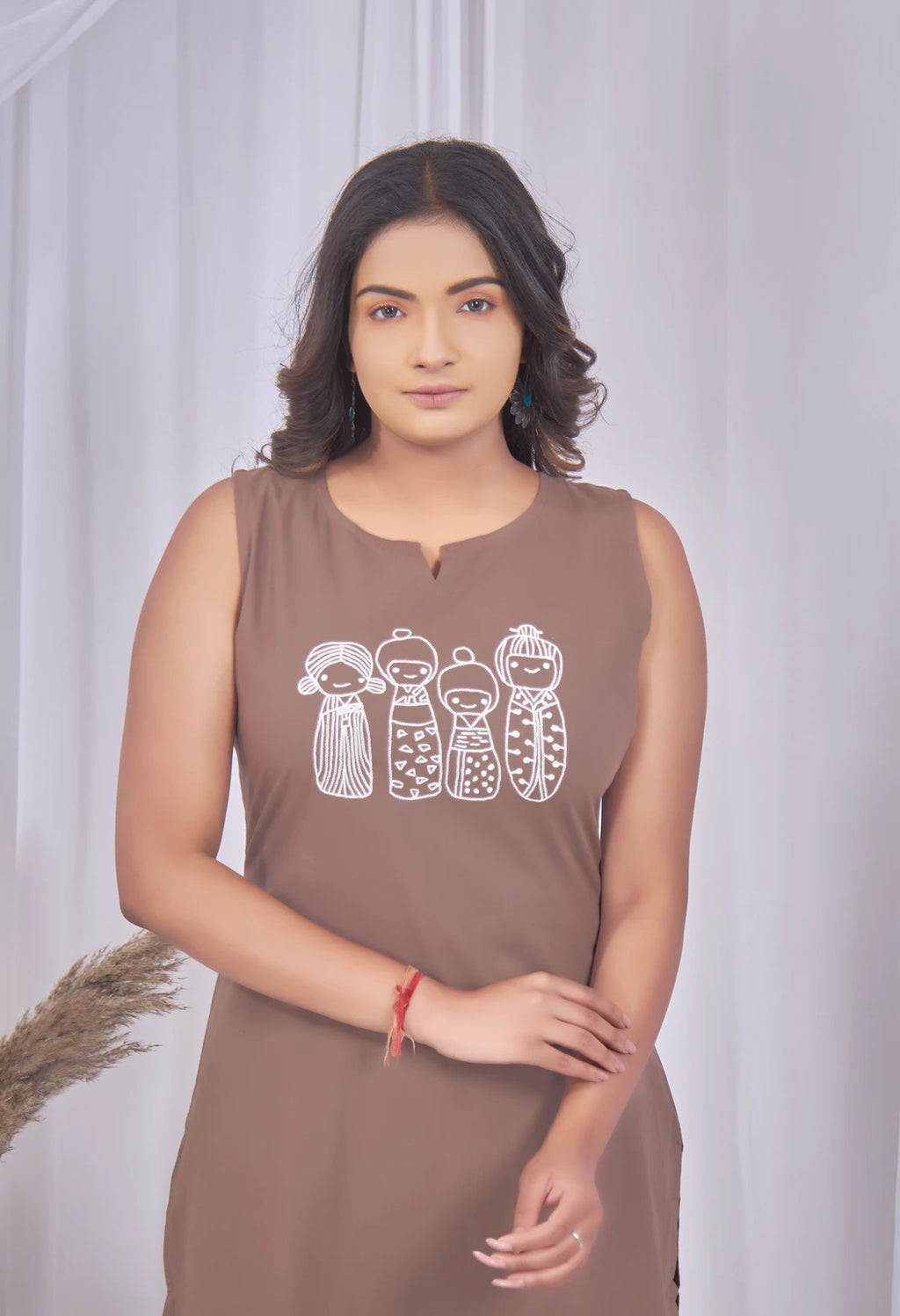 AARI COFFEE BROWN KUTUMBH SLEEVELESS SET