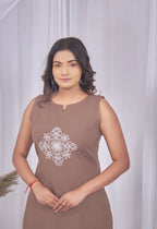 AARI COFFEE BROWN VINTAGE VINE SLEEVELESS SET