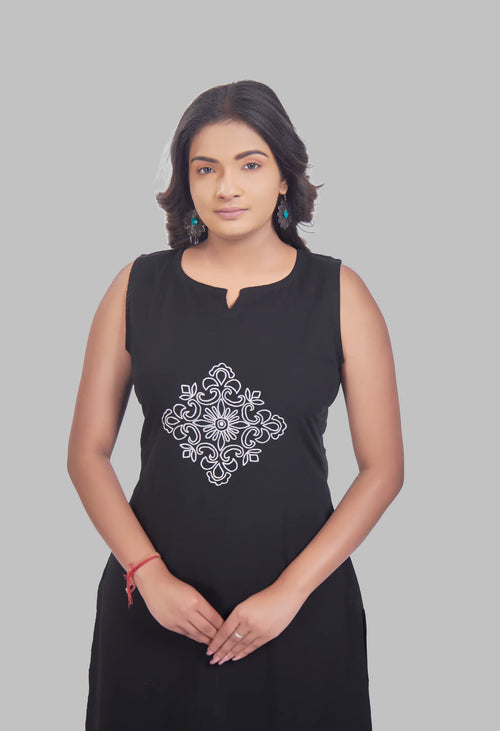 AARI BLACK VINTAGE VINE SLEEVELESS SET