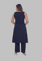 AARI NAVY BLUE JHAROKHA SLEEVELESS SET