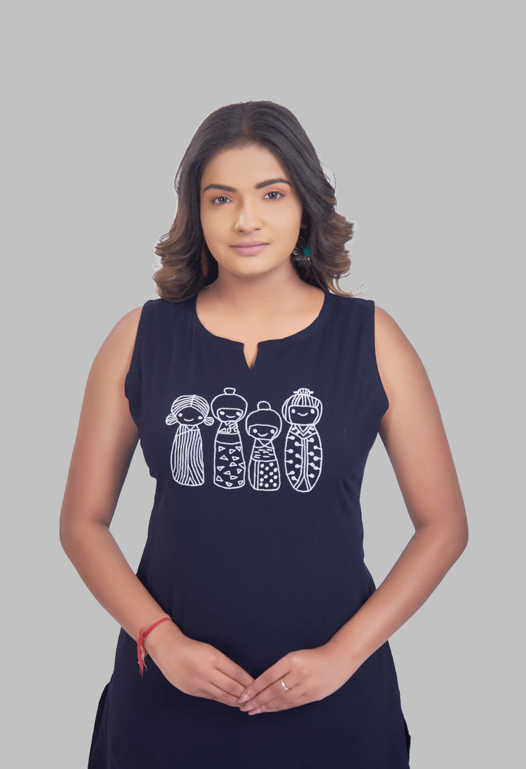 AARI NAVY BLUE KUTUMBH SLEEVELESS SET