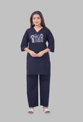 KUTUMBH NAVY BLUE AARIWORK CO-ORD SET