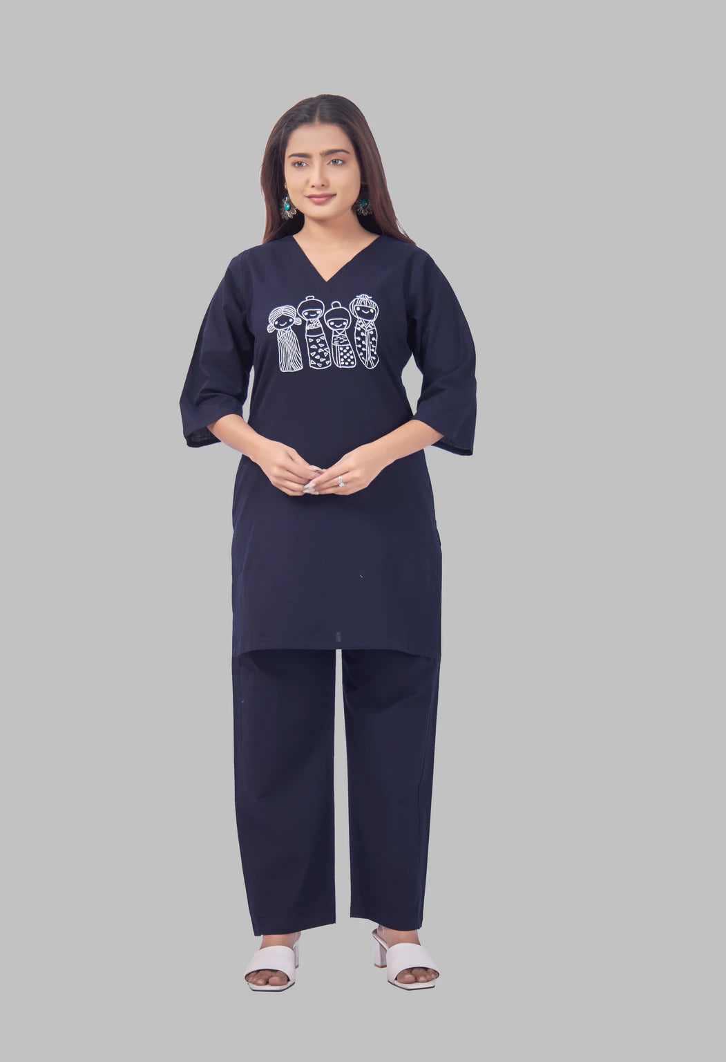 KUTUMBH NAVY BLUE AARIWORK CO-ORD SET