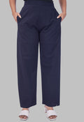 WOMEN NAVY BLUE COTTON PANT