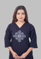VINTAGE VINE NAVY BLUE AARIWORK CO-ORD SET