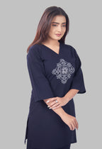 VINTAGE VINE NAVY BLUE AARIWORK CO-ORD SET