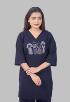 KUTUMBH NAVY BLUE AARIWORK CO-ORD SET