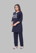 KUTUMBH NAVY BLUE AARIWORK CO-ORD SET