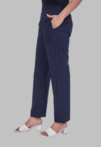 WOMEN NAVY BLUE COTTON PANT