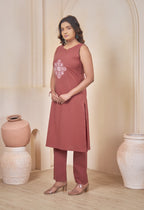 AARI TERRACOTTA VINTAGE VINE SLEEVELESS SET
