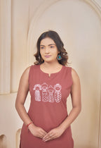 AARI TERRACOTTA KUTUMBH SLEEVELESS SET
