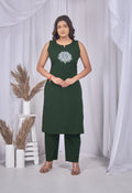 AARI BOTTLE GREEN LOTUS BLOOM SLEEVELESS SET