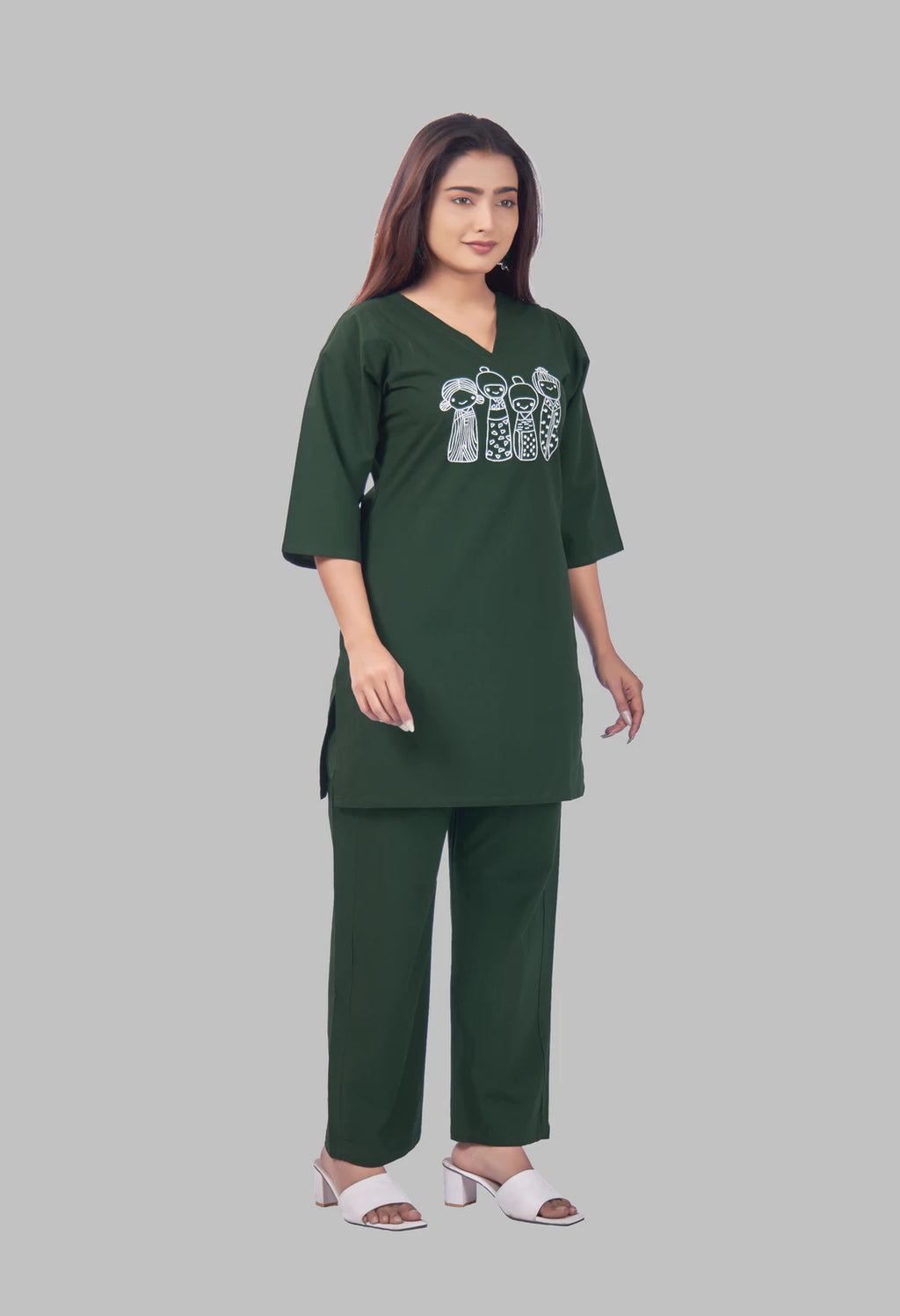 KUTUMBH BOTTLE GREEN AARIWORK CO-ORD SET