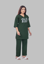 KUTUMBH BOTTLE GREEN AARIWORK CO-ORD SET