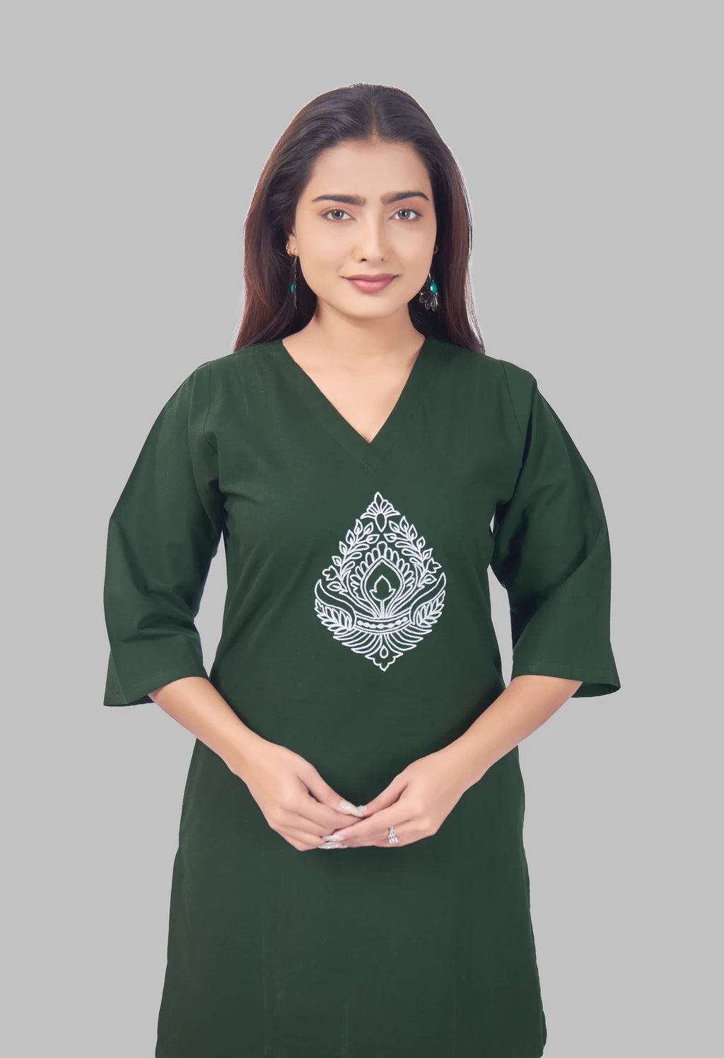 JHAROKHA BOTTLE GREEN AARIWORK CO-ORD SET