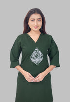 JHAROKHA BOTTLE GREEN AARIWORK CO-ORD SET