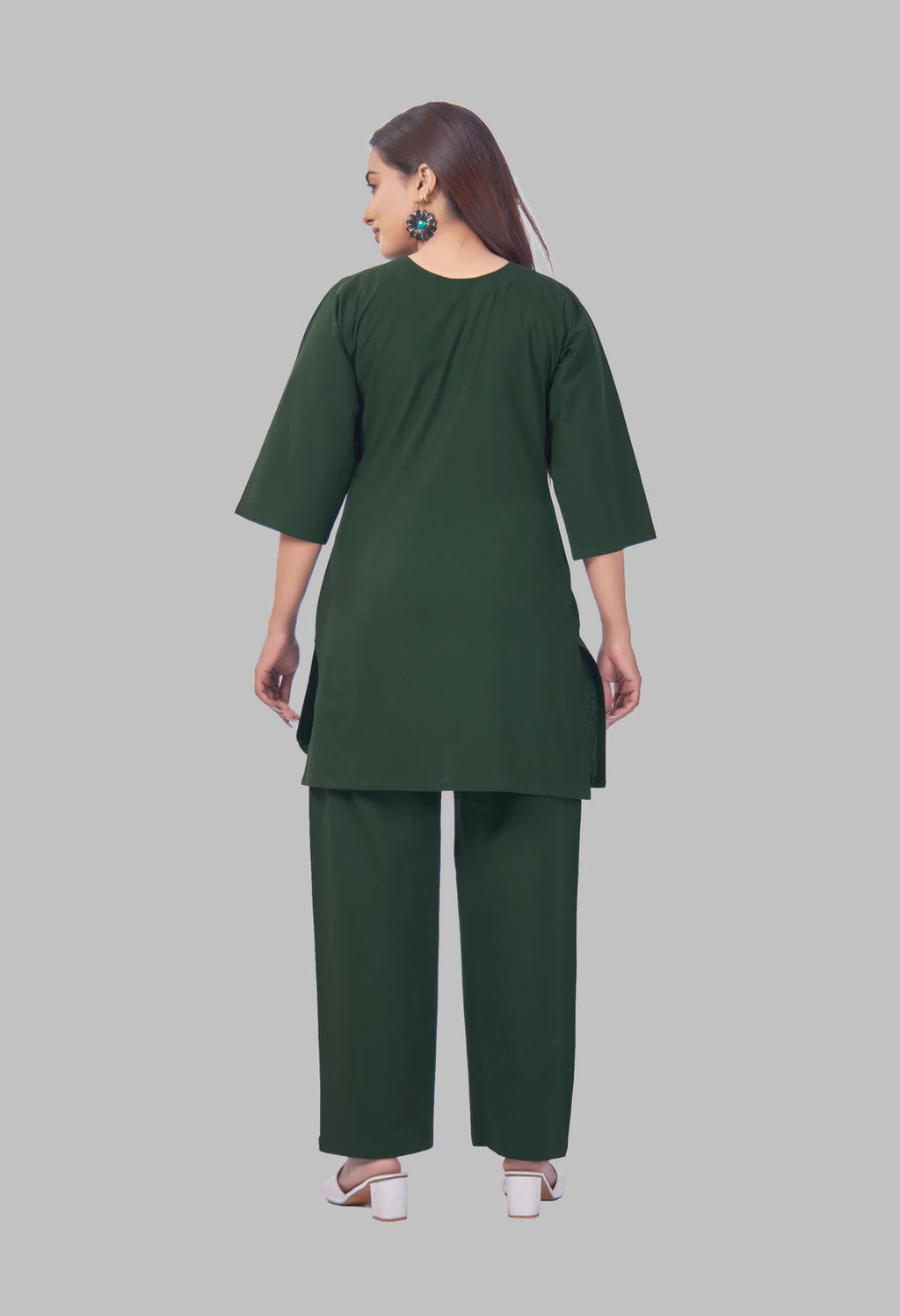 JHAROKHA BOTTLE GREEN AARIWORK CO-ORD SET
