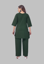 JHAROKHA BOTTLE GREEN AARIWORK CO-ORD SET