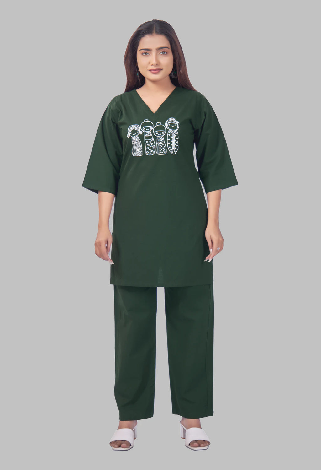 KUTUMBH BOTTLE GREEN AARIWORK CO-ORD SET