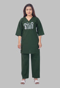KUTUMBH BOTTLE GREEN AARIWORK CO-ORD SET