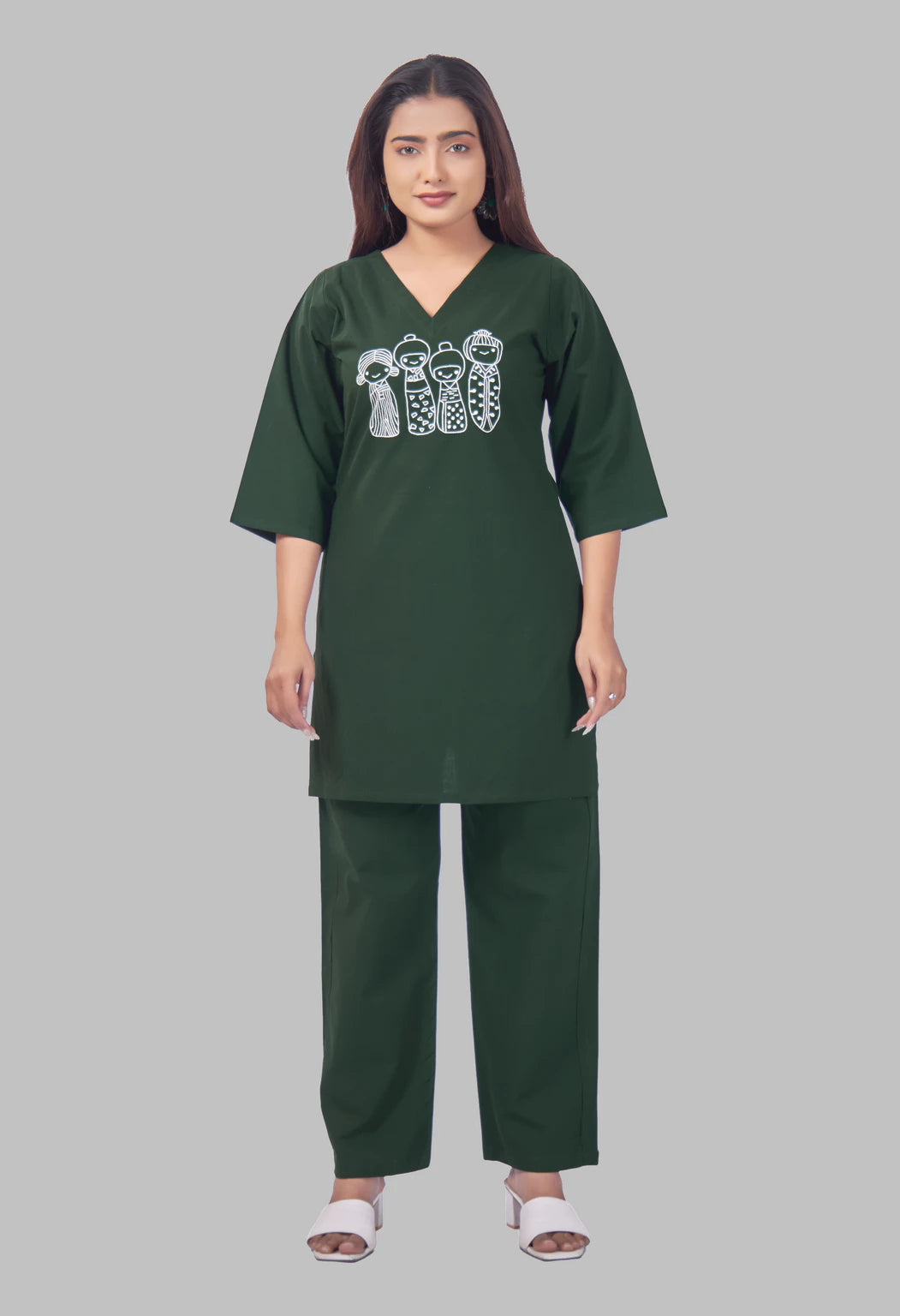 KUTUMBH BOTTLE GREEN AARIWORK CO-ORD SET