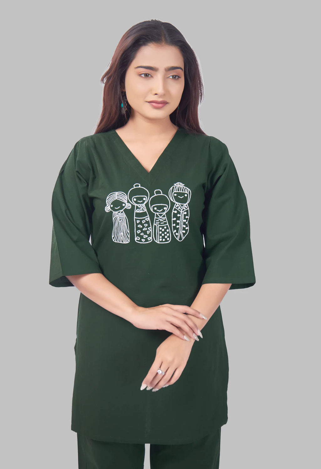 KUTUMBH BOTTLE GREEN AARIWORK CO-ORD SET