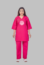 LOTUS BLOOM HOT PINK AARIWORK CO-ORD SET
