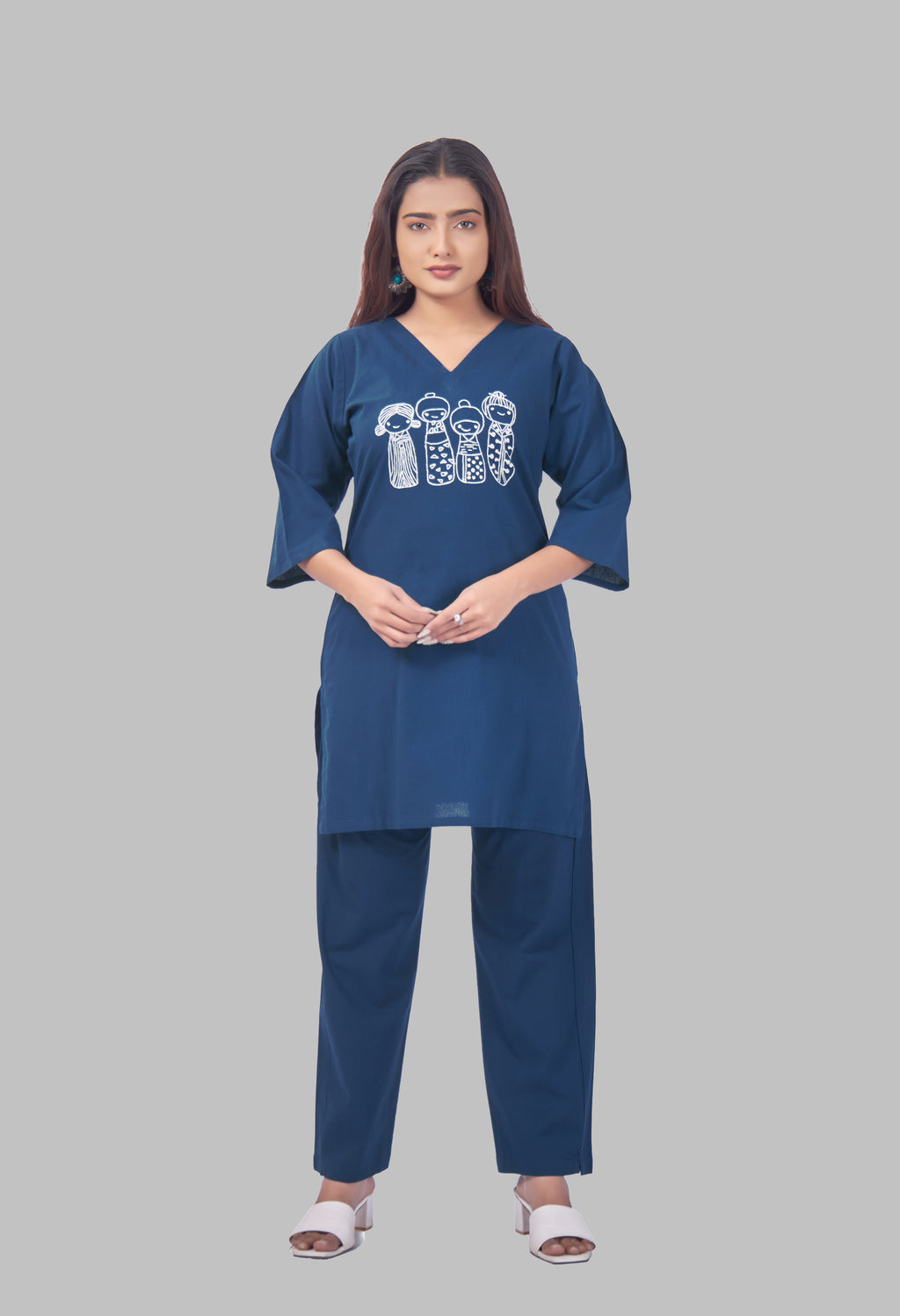 KUTUMBH PEACOCK BLUE AARIWORK CO-ORD SET