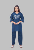 KUTUMBH PEACOCK BLUE AARIWORK CO-ORD SET