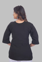 LOTUS BLOOM BLACK AARI SUMMER SHORT KURTA