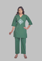 VINTAGE VINE AARIWORK JADE CO-ORD SET