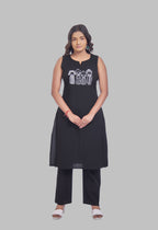 AARI BLACK KUTUMBH SLEEVELESS SET
