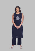 AARI NAVY BLUE JHAROKHA SLEEVELESS SET
