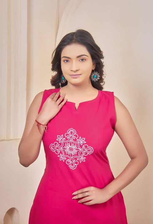 AARI HOT PINK VINTAGE VINE SLEEVELESS SET