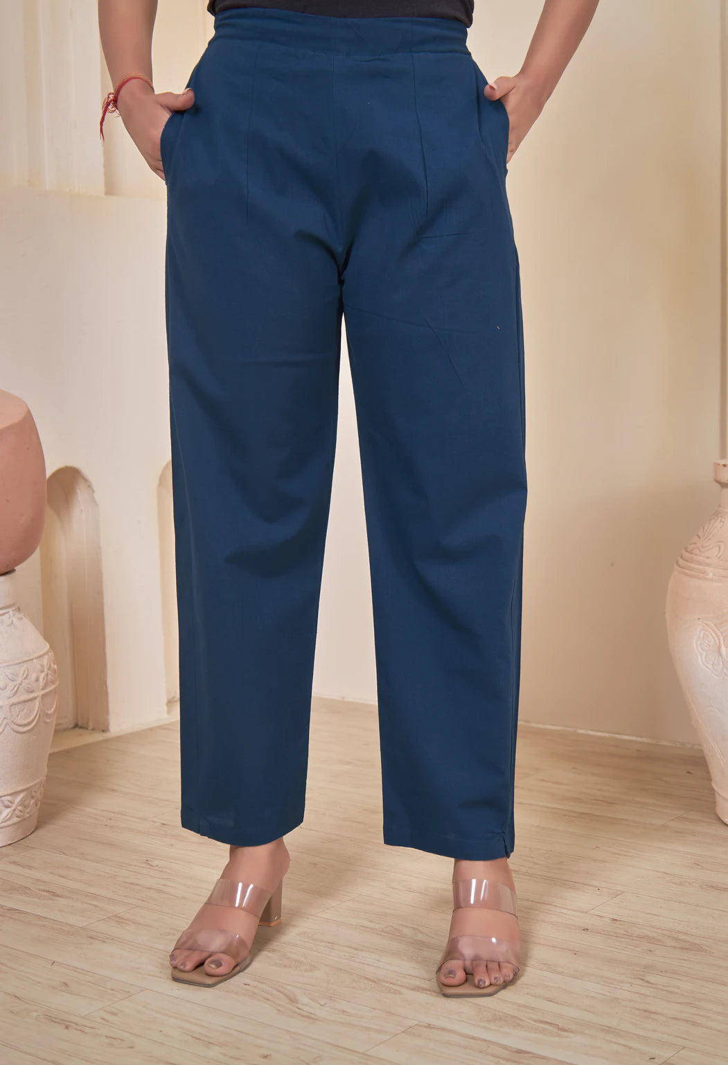 AARI PEACOCK BLUE KUTUMBH SLEEVELESS SET
