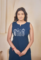 AARI PEACOCK BLUE KUTUMBH SLEEVELESS SET