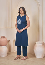 WOMEN PEACOCK BLUE COTTON PANT