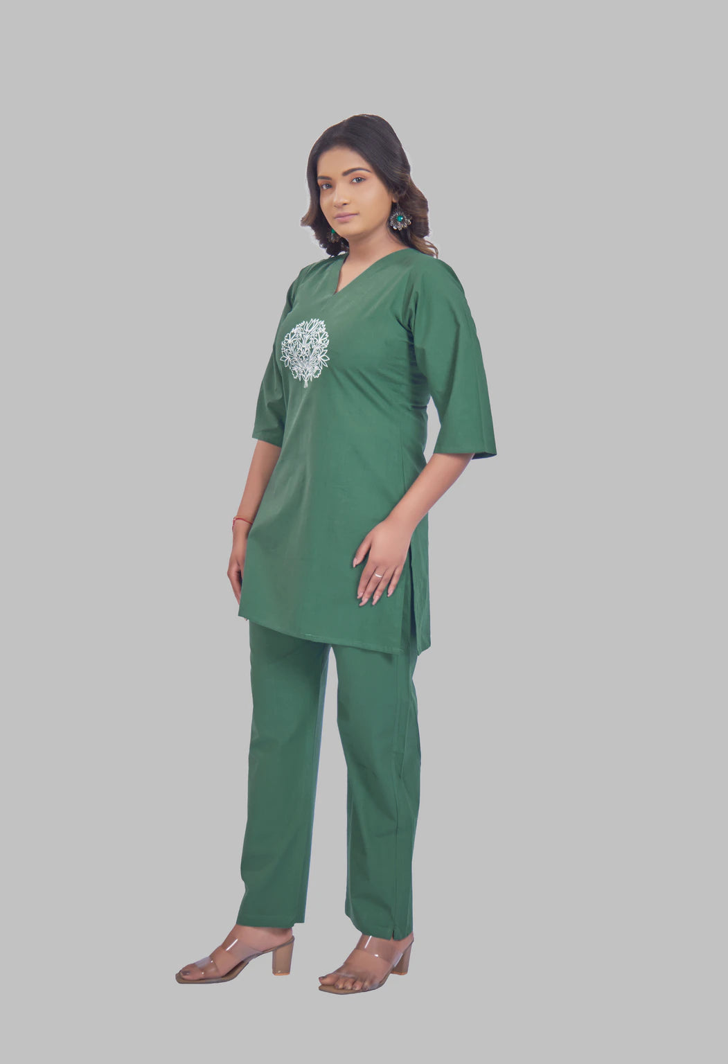 LOTUS BLOOM JADE AARIWORK CO-ORD SET