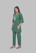 VINTAGE VINE AARIWORK JADE CO-ORD SET