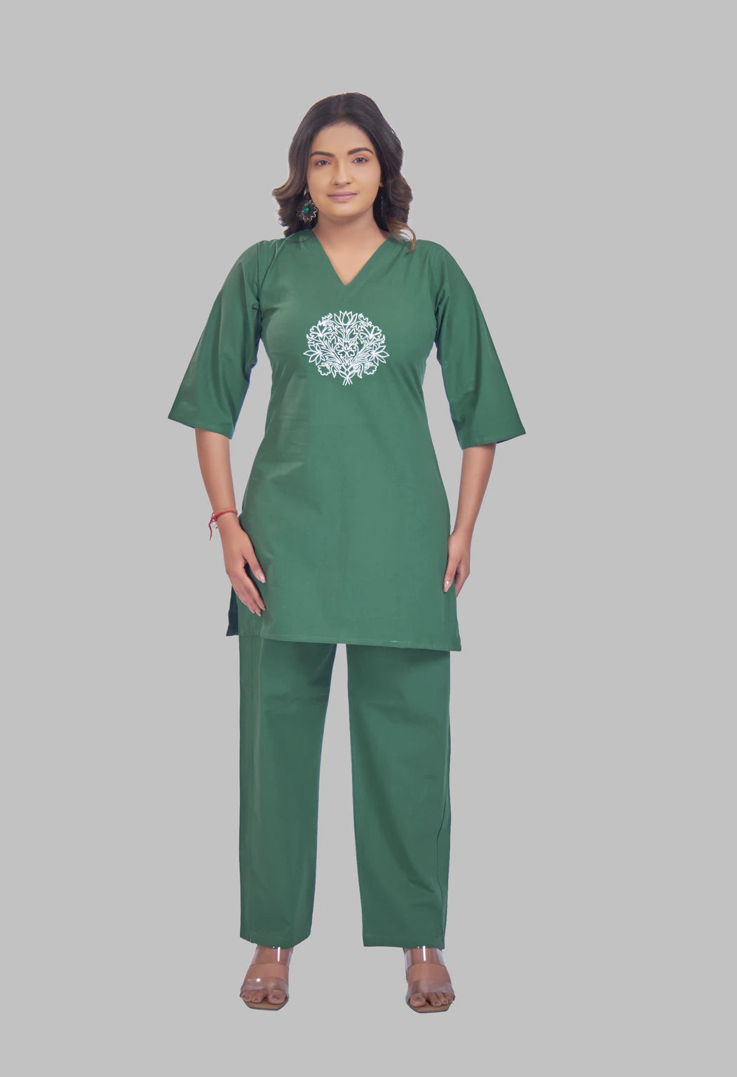 LOTUS BLOOM JADE AARIWORK CO-ORD SET