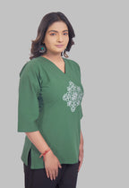 VINTAGE VINE JADE AARI SUMMER SHORT KURTA