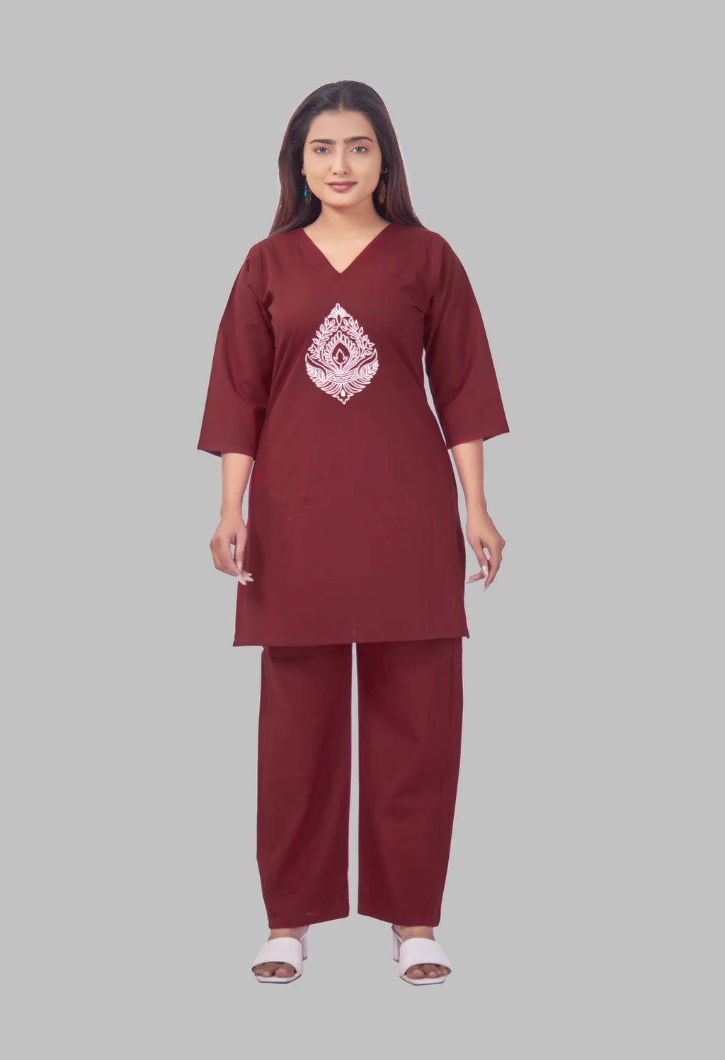 JHAROKHA MAROON AARIWORK CO-ORD SET