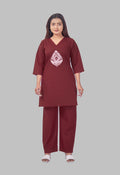 JHAROKHA MAROON AARIWORK CO-ORD SET